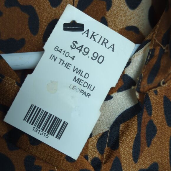 Leopard Print Shirt Dress - Tie Waist - Long Sleeve - Size M (AKIRA) NWT - Picture 4 of 5